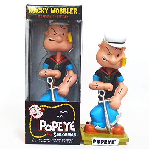 HMMOZ [Divertido] 17cm Caja Original Popeye The Sailor Man Wacky Wobbler Bobble Head PVC Figura de acción Colección Modelo Muñeca Juguete Bebé Regalo Animado Figura