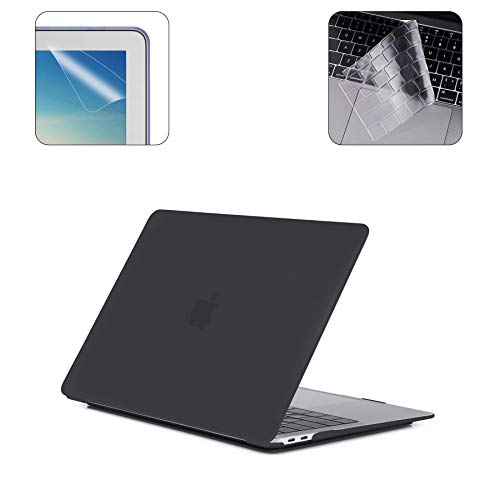 i-Buy Funda Dura Compatible con Macbook Pro 13" con barra táctil (Modelo A2159 A1706 A1989) + Protector de Pantalla + funda de teclado - Negro