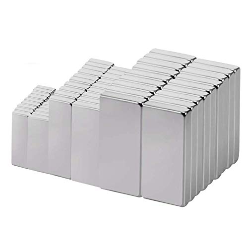 Jewan - 60 imanes de neodimio, combinaciones de tamaños múltiples con caja de almacenamiento, para colgar papel, carpeta de fotos, recetas sobre marco magnético o sobre frigo, pizarra magnética