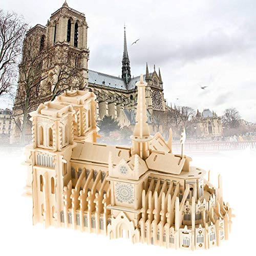Juman634 Notre Dame de Paris 3D Puzzle de Madera ensamblado DIY Modelo de simulación Puzzle Notre Dame Cathedral Jigsaw Assembly Juguetes para niños Adultos