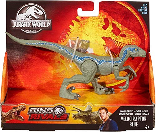 Jurassic World Ataque Salvaje, Velocirráptor azul, dinosaurio de juguete (Mattel GFG67)