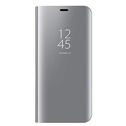 KERUN Funda de Cuero para Xiaomi Mi 10T Pro 5G Case, Funda Libro, Mirror Plating Flip Funda para Xiaomi Mi 10T Pro 5G(Plata)