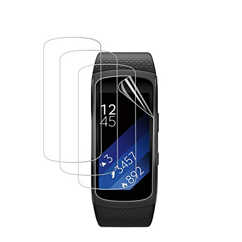 KONEE Protector de pantalla para Samsung Gear Fit 2, [4 unidades] TPU de alta definición, antiarañazos y antihuellas, cobertura completa de la pantalla para Samsung Gear Fit 2