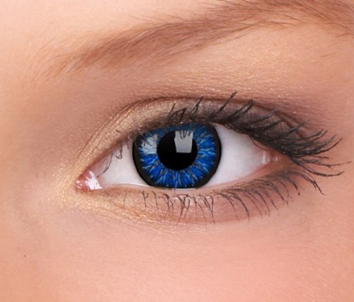 Lentes de contacto de color azul – sin graduación – Aqua Blue – para ojos claros y oscuros – Incluye estuche para lentes de contacto – dos lentes azul mar