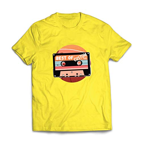 lepni.me Camisetas Hombre Cassette Antiguo Lo Mejor del año 80, 90, 70 (Small Amarillo Multicolor)