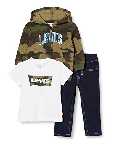 Levi's Kids Lvb 3Pc Collgate Denm Jeans Se Conjunto para bebés y niños pequeños Bebé-Niños Thyme 12 meses