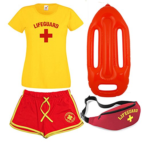 Lifeguardgear - Set de socorrismo para mujer, incluye camiseta, pantalones cortos, flotador y riñonera