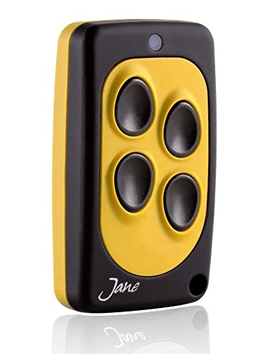Mando a distancia universal Jane Q de cuarzo, 30,875 MHz, 5 colores disponibles, mando a distancia de 4 canales, compatible con todos los mandos de la misma frecuencia con código fijo (negro amarillo)