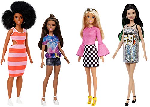 Mattel Barbie Fashionista-Pack de 4 muñecas con diferentes estilos, juguete +3 años, multicolor GBK91 , color/modelo surtido
