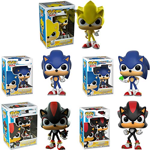 MIAOGOU Sonic Juguete Pop Super Sonic Vinyl Dolls # 283 Sonic con Anillo / Esmeralda Shadow Collectible Model Action Figure Toys para Regalo De Cumpleaños