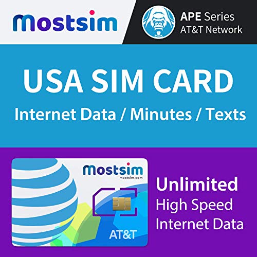 Most SIM - AT&T EE.UU. Tarjeta SIM 10 Días, Datos a Alta Velocidad/Llamadas/Mensajes de Texto Ilimitados, Red AT&T para EE.UU.