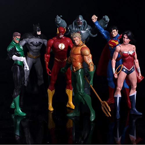 mswdm Escultura Abstracta Superhéroes Batman Green Lantern Flash Superman Wonder Woman PVC Figuras De Acción Muñecas Modelo 17 Cm 7 Piezas/Lote