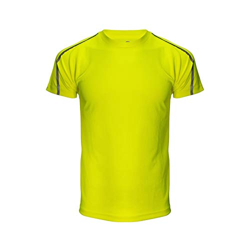 MUSTAGHATA – Camiseta para hombre Rando – Manga corta con bandas reflectantes – Tecnología Active Fit System – Transpirable – Color amarillo neón – Talla M