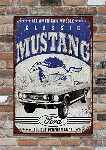 Mustang Ford - Placa de metal retro de 25,4 x 20,3 cm