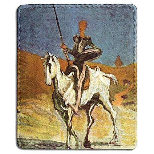N\A Art Mousepad - Alfombrilla de Goma Natural con Pintura de Bellas Artes de Don Quijote y Sancho Pansa por Honore Daumier - Bordes cosidos - Pulgadas