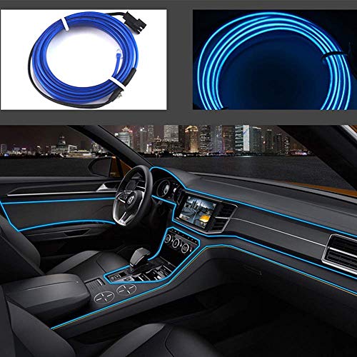 Neon LED EL cable para interior automotriz Cosplay lámpara de línea electroluminiscente LED emisora de luz decorativa con unidad de tira de luz 5V，azul, 5 m