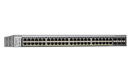 Netgear GS752TPSB-100EUS - Switch Smart Managed ProSAFE (48 puertos Gigabit cobre PoE, 8 puertos PoE, + 2 Combo, + 2 SFP para módulo fibra o apilamiento con AGC761 y garantía durante su vida útil)