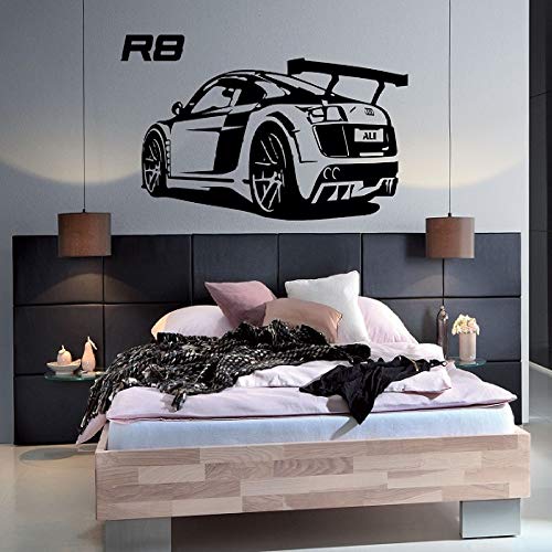 Nombre personalizado personalizable R8 Super car vinilos adhesivos de pared Entusiastas de los coches deportivos sala juvenil shool home Vinilos decorativos 102x42cm