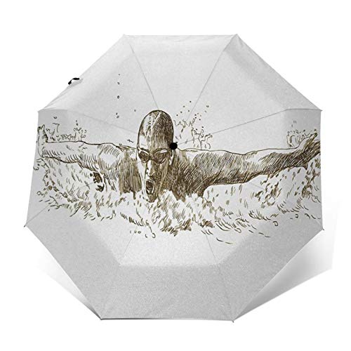 Paraguas Plegable Automático Impermeable Juegos Olímpicos 879, Paraguas De Viaje Compacto a Prueba De Viento, Folding Umbrella, Dosel Reforzado, Mango Ergonómico