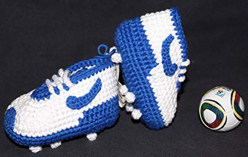 Patucos de fútbol para bebé de crochet, Unisex. Estilo Nike, 100% algodón, tallas de 0 hasta 12 meses, hechos a mano en España. Elige los colores de tu equipo favorito. Regalo para bebé.