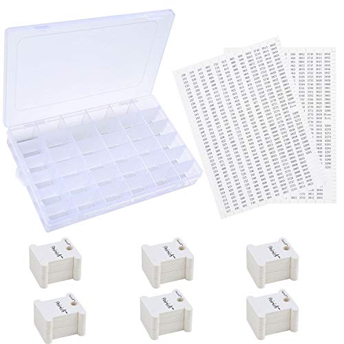 Peirich Caja organizadora de hilo de bordar – 36 compartimentos con 120 bobinas de seda dura y 2 unidades de pegatinas 459 con número de color