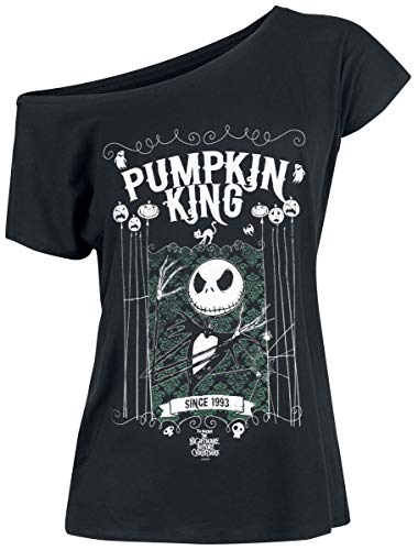 Pesadilla Antes De Navidad Jack Skellington - Pumpkin King Mujer Camiseta Negro S, 100% algodón, Ancho