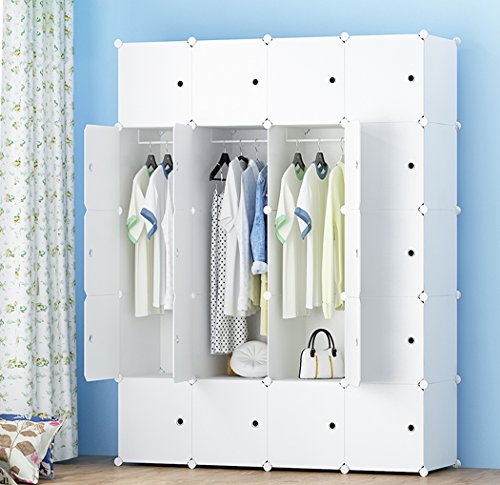PREMAG - Guardarropa portátil para colgar ropa, armario combinado, armario modular para ahorrar espacio, organizador ideal para libros, juguetes
