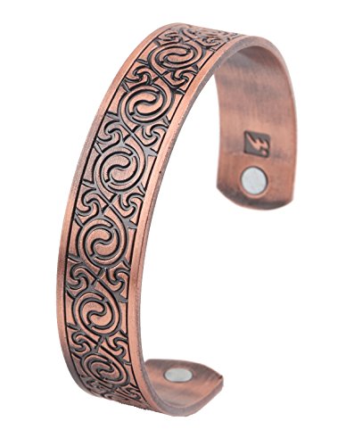 Pulsera magnética para el cuidado de la salud estilo étnico vintage Viking brazalete brazalete para hombres (cobre antiguo)