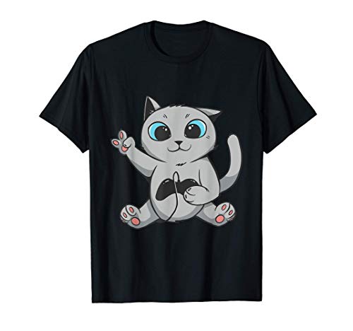 Regalo De Juego Cat Kitty Gamer Nerd Camiseta