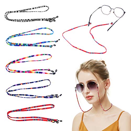 Retenedor de gafas de sol deportes, 5 piezas de correas de gafas de sol con anillos antideslizantes de silicona, correa de sujeción de gafas, cordón de vidrio, cuerda de seguridad unisex