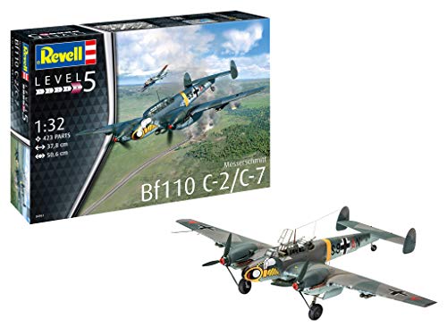 Revell-Messerschmitt Bf110 C-2/C-7, Escala 1:32 Kit de Modelos de plástico, Multicolor, 1/32 04961 4961