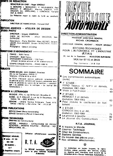 Revue technique automobile, Ford Taunus 17M P3, n° 229, mai 1965