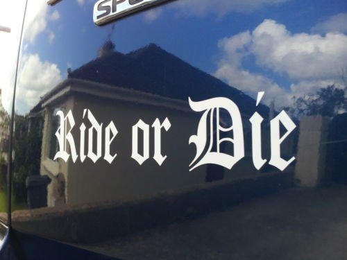 Ride or Die , Quality vinyl Jdm / Euro car sticker / Decal (White)