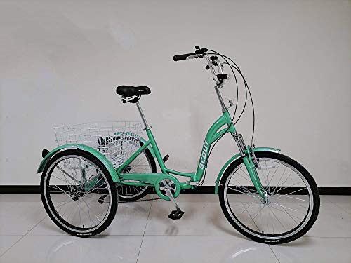 SCOUT Triciclo Plegable para Adultos de Calidad, Triciclo, Engranajes Shimano de 6 velocidades, Marco de aleación Plegable (Verde mar)