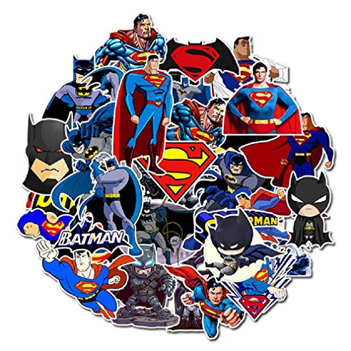 SetProducts  Top Pegatinas! Juego de 45 Pequeñas Pegatinas de Batman y Superman - Calidad de Comics - No Vulgares - Marvel, Bomba, Super Héroes - Personalización, Scrapbooking, Bullet Journal