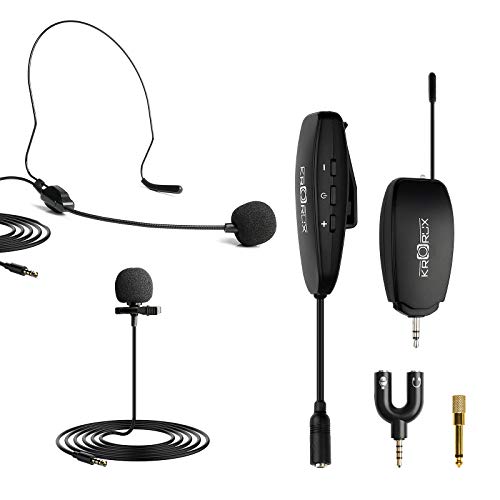 Sistema de micrófono inalámbrico con auriculares y micrófonos de solapa Lavalier Conjunto de micrófono inalámbrico Lav
