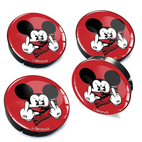 SkinoEu® 4 x 60mm Universal Tapas De Rueda De Centro Dedo Medio Mickey Mouse Dedo Medio Tapacubos Para Llantas Coche C 35