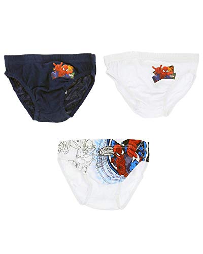 Spiderman - Lote de 3 bragas 100% algodón azul marino 6-8 Años