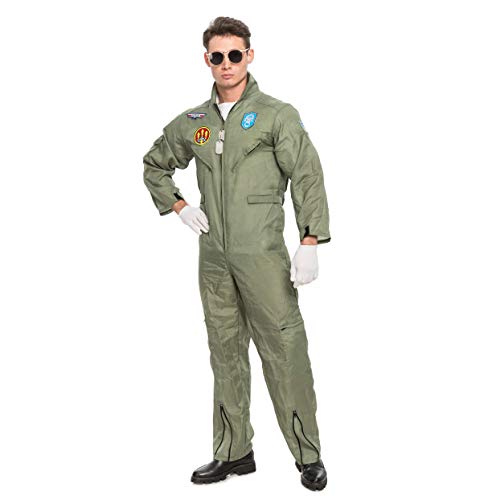 Spooktacular Creations Disfraz de piloto de vuelo para hombre con accesorio para fiesta de Halloween - Gris - Large