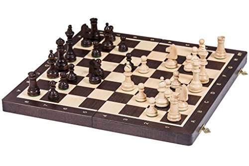 Square - Ajedrez de Madera Nº 4 - WENGE - Tablero de ajedrez + Staunton 4