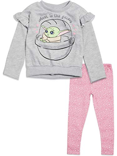 Star Wars Baby Yoda The Mandalorian Toddler Girls Fleece T-Shirt and Leggings Set 2T Grey