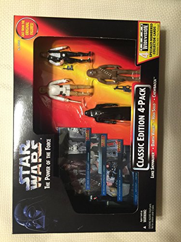 Star Wars Toys R Us Exclusive Power of the Force Classic Edition 4 Pack Darth Vader Luke Skywalker Han Solo Chewbacca