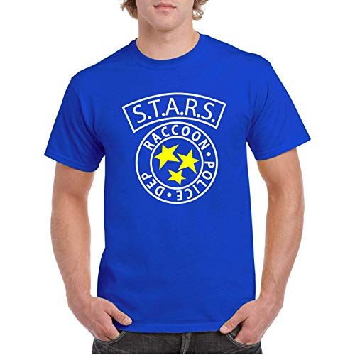 Stars Raccoon Resident Police Department Evil - Camiseta Fruit of The Loom Manga Corta (Azul Royal, XL)