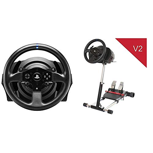ThrustMaster T300 RS - Volante - PS4 / PS3 / PC - Force Feedback - Motor brushless de Clase Industrial + Wheelstandpro WSP-T300TX Wheel Stand Pro Deluxe v2- Soporte para Volante