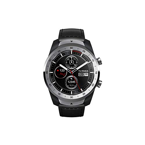 Ticwatch Pro - Reloj Inteligente Equipado con GPS, Bluetooth y Google Pay. Pantalla AMOLED y Sistema Operativo OS by Google. Color Plata