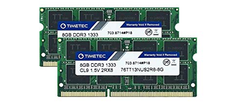 Timetec Hynix IC 16GB Kit (2x8GB) DDR3 1333MHz PC3-10600 Unbuffered Non-ECC 1.5V CL9 2Rx8 Dual Rank 204 Pin SODIMM Portatil Memoria Principal Module Upgrade (16GB Kit (2x8GB))