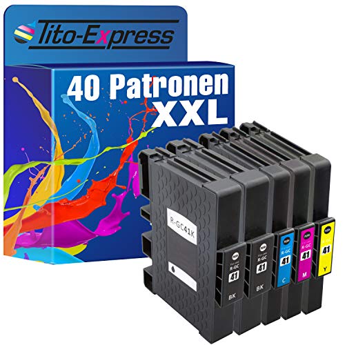 Tito-Express Tito-Express PlatinumSerie - Juego de 40 cartuchos de tinta de gel XXL compatibles con Ricoh GC-41 (aptos para SG 3100 Series SG-K 3100 DN SG 3110 DNW SG 3110 DN)