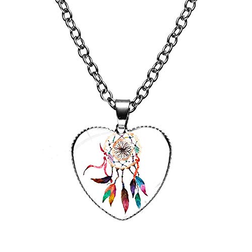 TTDAltd Collar Collar Atrapasueños Colgante de corazón de Cristal Collar de Cadena de Plata Gargantilla Lucky Jewelry-Style 10