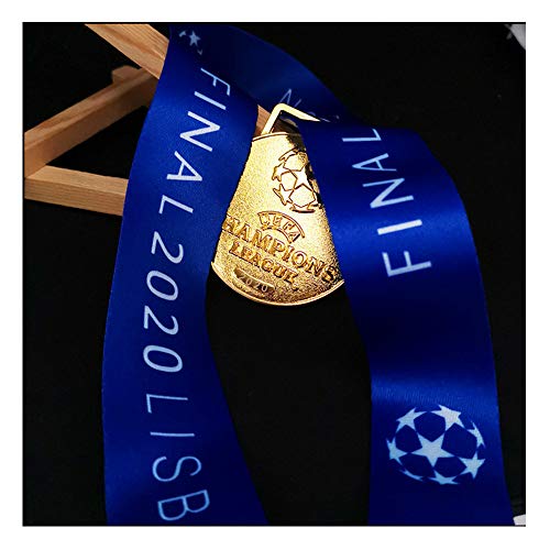 UEFA para la Liga de Campeones Medalla de fútbol campeón medalla de oro Fan memorabilia réplica de metal anticorrosión y no se decolora con cinta azul y caja