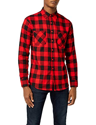 Urban Classics Checked Flanell Shirt - Camisa, color negro / rojo, talla L
